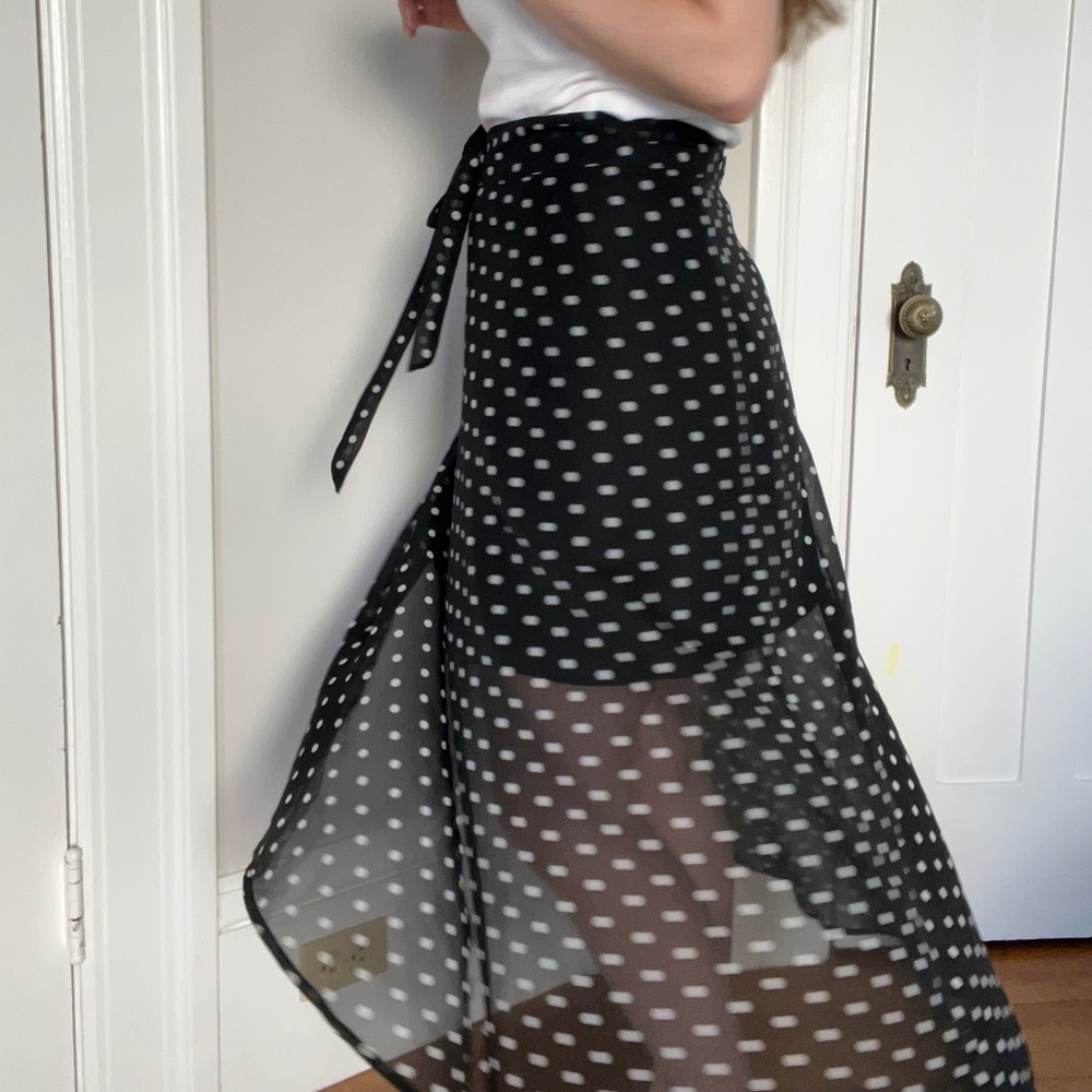 Polka Dot Black and White Wrap Skirt